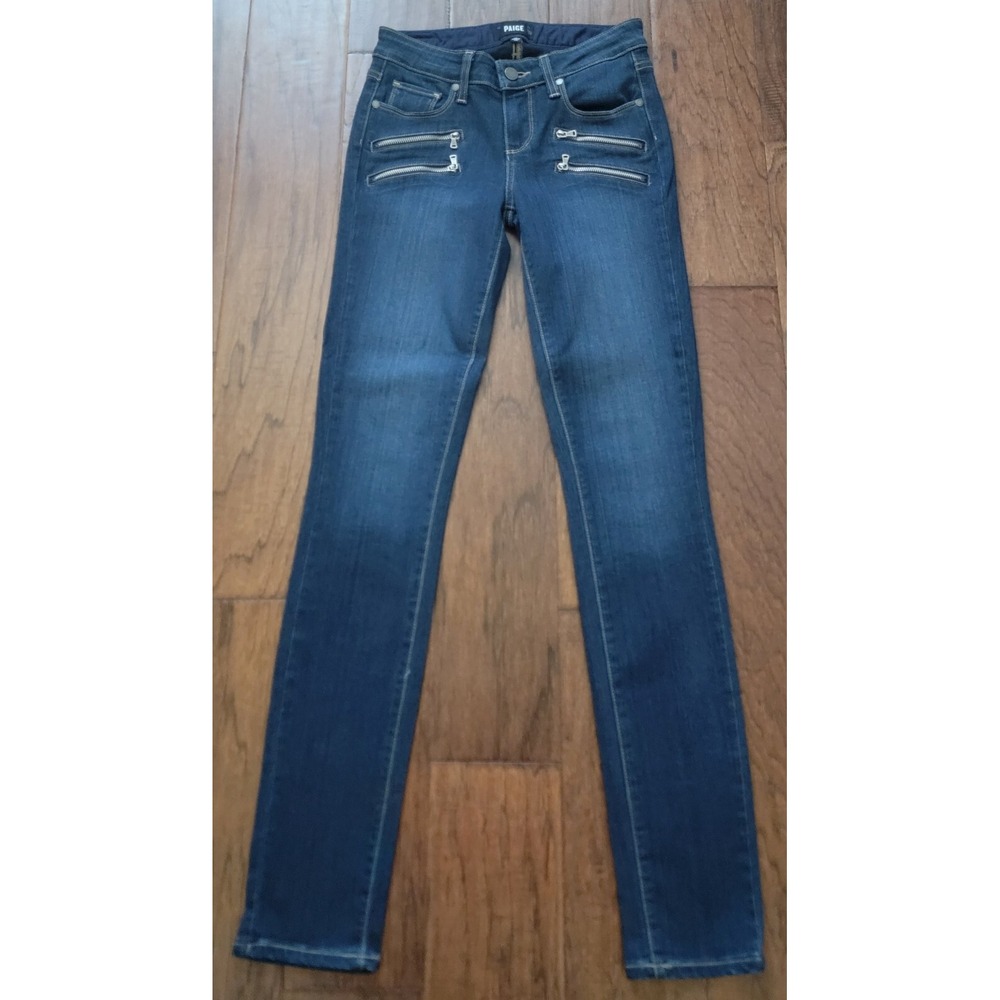 PAIGE Womens 25 Edgemont Dual Zipper Denim Blue Jeans Size 26x31 Made in USA 001